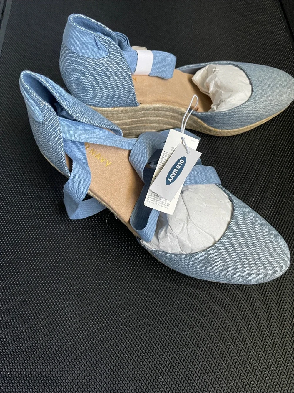 Old Navy Light Blue Espadrille Wedge Ankle-Tie Shoes
